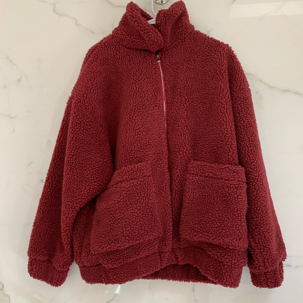 Princess Polly Maroon Teddy Coat